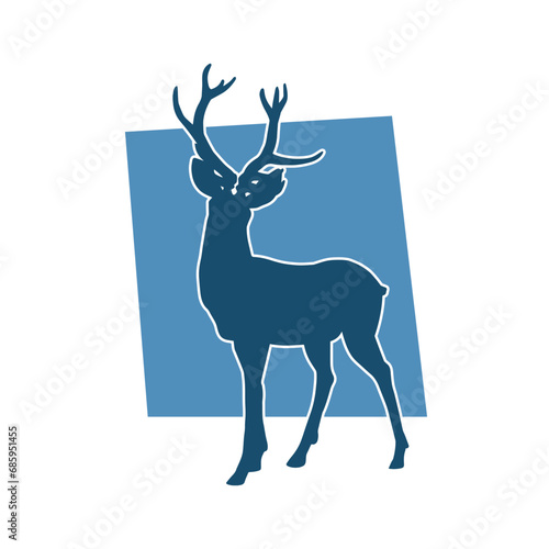 Silhouette of a wild deer forest animal with beautiful antlers. 