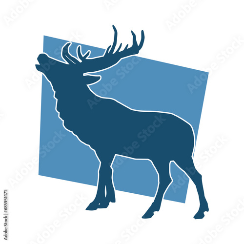 Silhouette of a wild deer forest animal with beautiful antlers. 