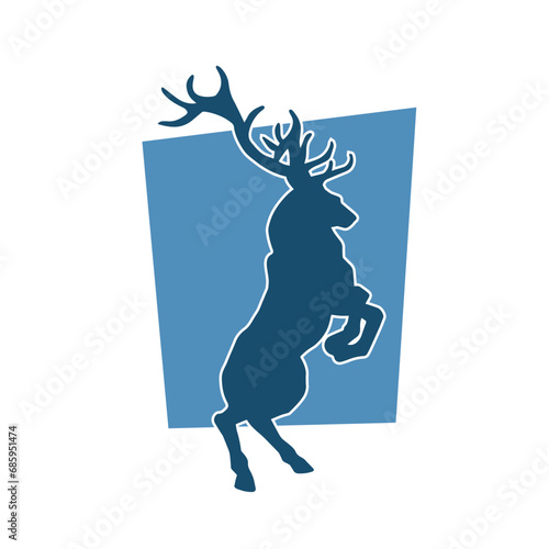 Silhouette of a wild deer forest animal with beautiful antlers. 