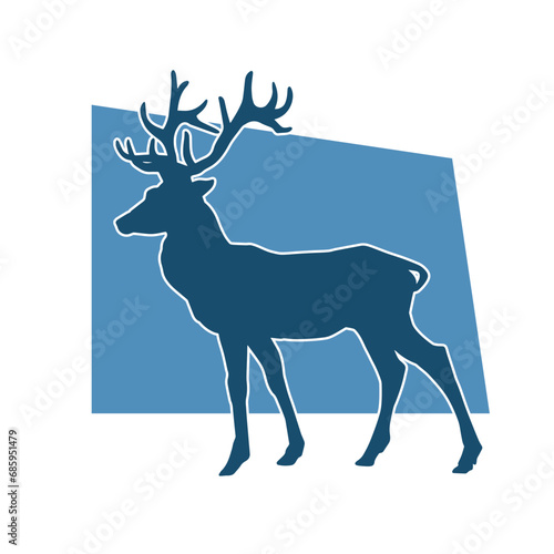 Silhouette of a wild deer forest animal with beautiful antlers. 