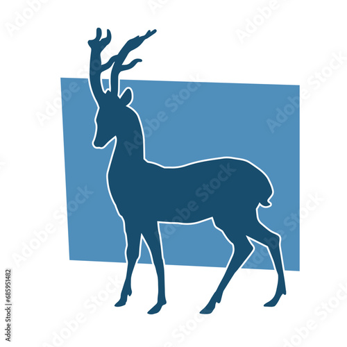 Silhouette of a wild deer forest animal with beautiful antlers. 