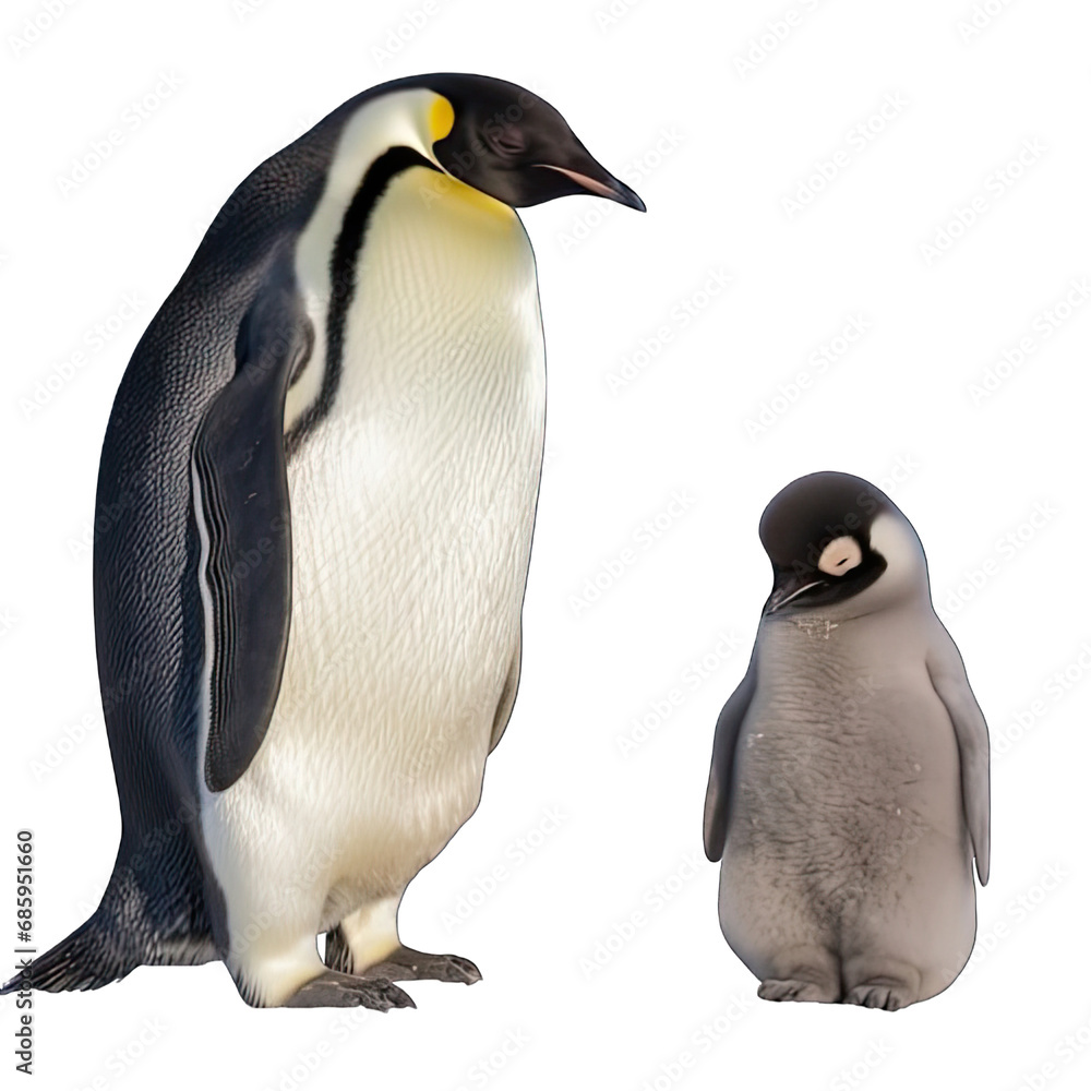 Fototapeta premium mom and baby penguin on transparent background