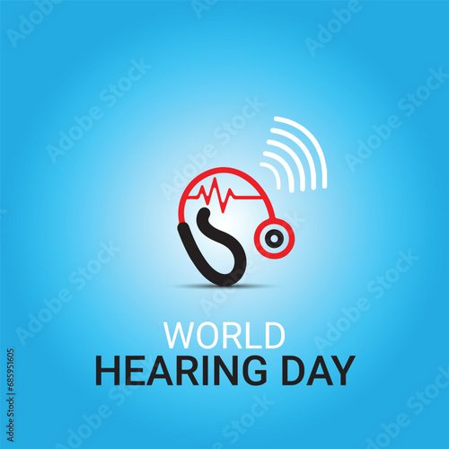 World Hearing Day,Ear listening to music icon vector