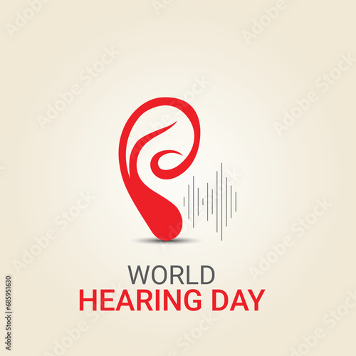 World Hearing Day,Ear listening to music icon vector