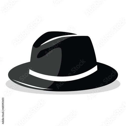 Vector black and white fedora hat illustration isolated on white