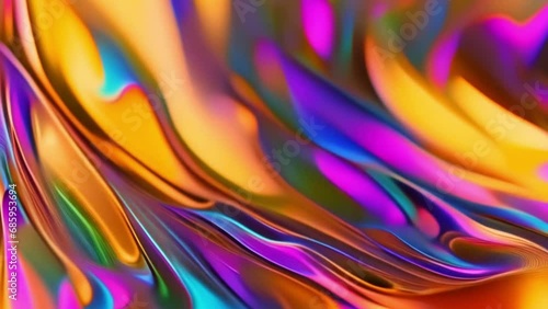 Abstract colorful background  metallic liquid reflecting vibrant surface looped 4k video photo