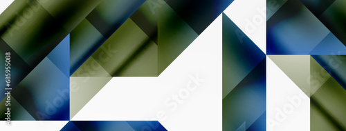 Vivid abstraction unfolds. Triangles in seamless harmony, composing dynamic geometric backdrop. Interplay of angles and hues forms captivating tapestry, evoking modernity and artistic allure