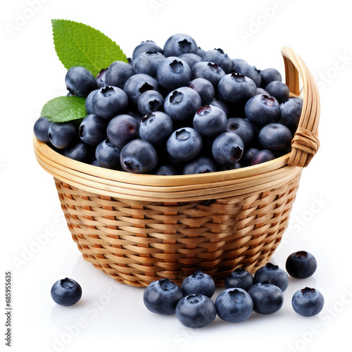 blueberry in basket isolated on white background