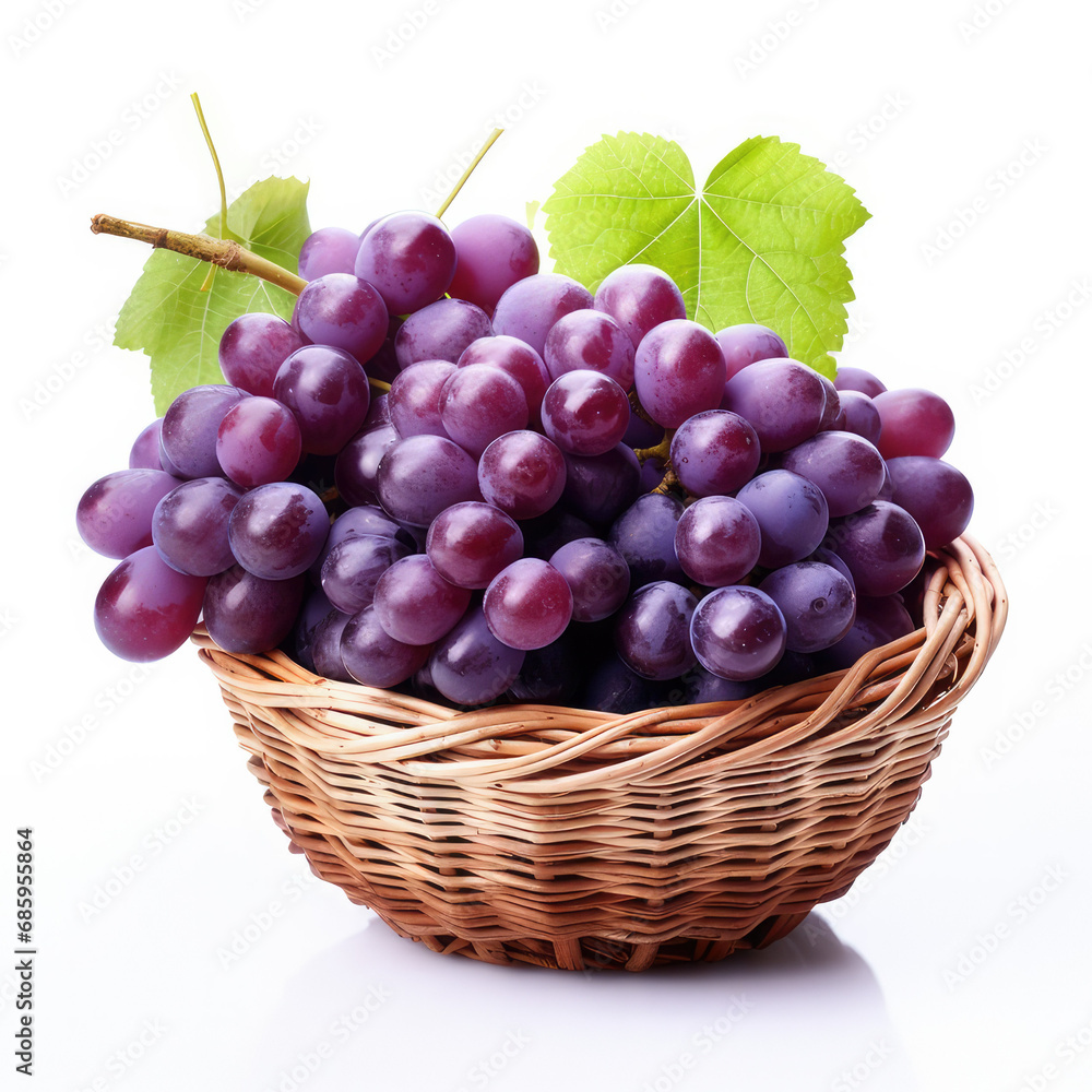 grapes in basket isolated on white background grapes in basket isolated on white background