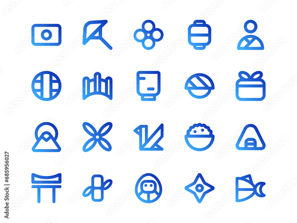 Japanese Icon Set Glyph Style. Culture Theme Icon Pack, Perfect for Websites, Landing Pages, Mobile Apps, and Presentations. Suitable for UI UX.