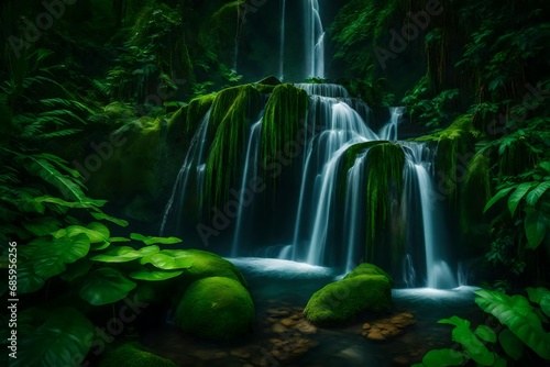 waterfall in the park with greenery view © Mulazimhussain