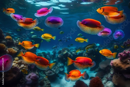 fish in aquarium swimming in opposite direction