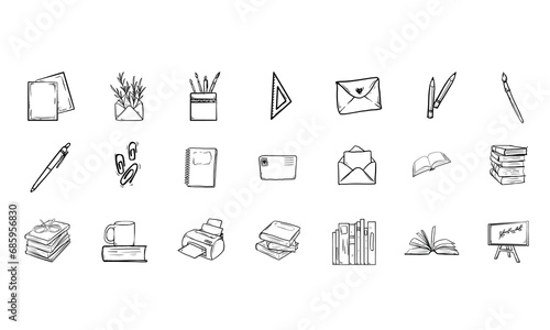 book and stationery handdrawn collection