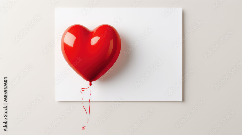 A vibrant red heart balloon pops against a plain canvas, a bold representation of love's standout presence.