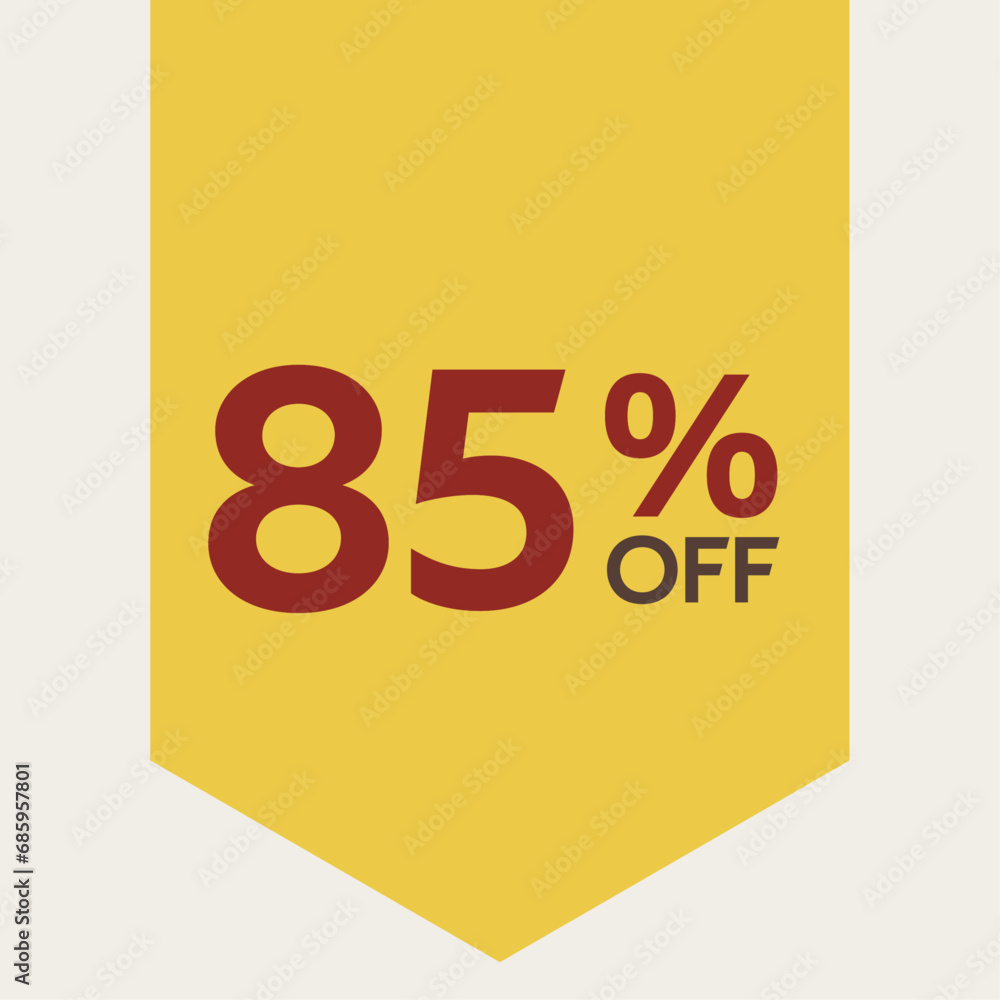 85% discount label. for sale. promotion. special offer promotion. discount percentage. vector flat design. eighty five percent