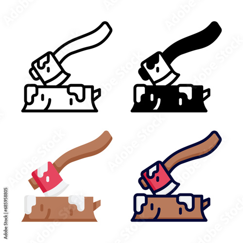 Axe snow icon set style collection in line, solid, flat, flat line style on white background