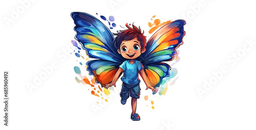 butterfly character with colorful wings  butterfly on a white. Generative Ai content
