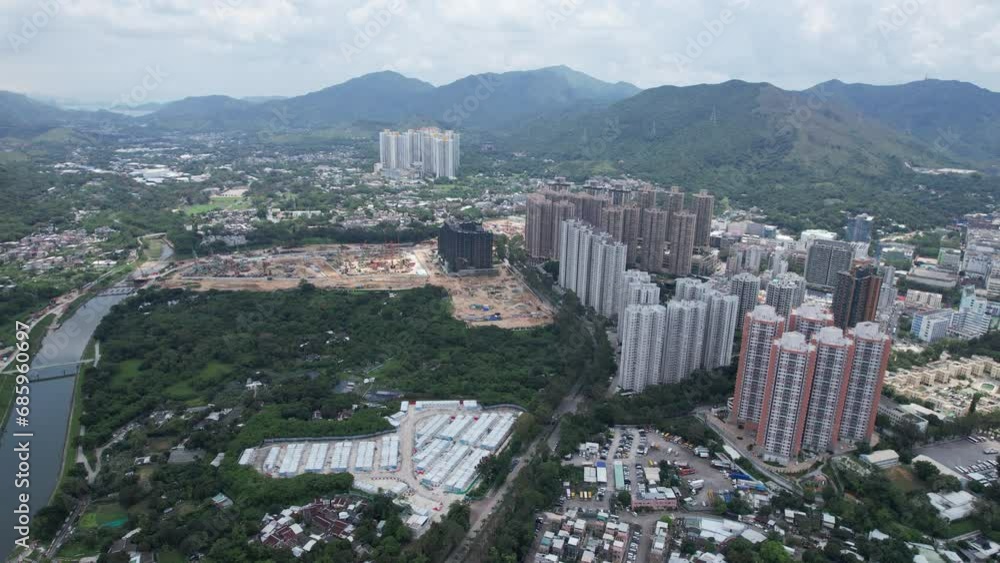 Kwu Tung North Sheung Shui Fanling New Territories Areas near Shenzhen and Lo Wu Hong Kong, Northern Metropolis Development in Lok Ma Chau, Man Kam To and San Tin, A land for future housing, Aerial dr Kwu Tung North Sheung Shui Fanling New Territories Areas near Shenzhen and Lo Wu Hong Kong, Northern Metropolis Development in Lok Ma Chau, Man Kam To and San Tin, A land for future housing, Aerial dr