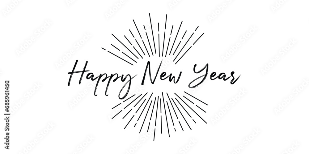 Happy New Year text for greeting card. Vector holiday design on white background - obrazy, fototapety, plakaty 