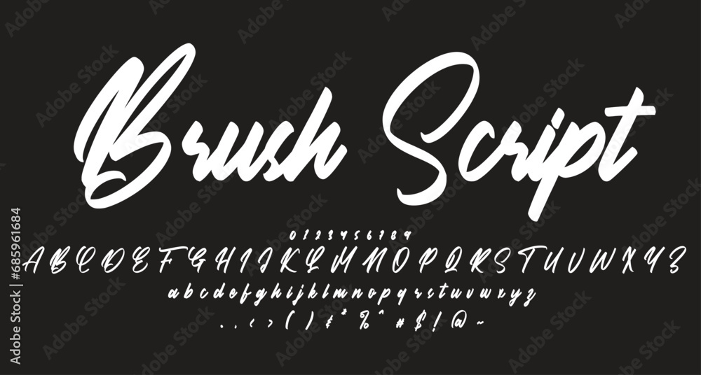 brush script font Best Alphabet Alphabet Brush Script Logotype Font lettering handwritten - obrazy, fototapety, plakaty 
