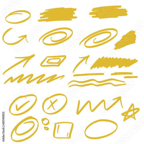 stabilo collection elements in hand drawn style for concept design. Doodle illustration. Vector template for decoration