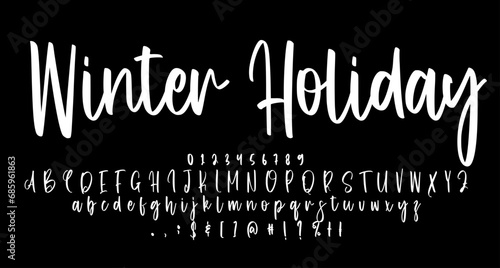 Winter Holiday Scrip font Best Alphabet Alphabet Brush Script Logotype Font lettering handwritten