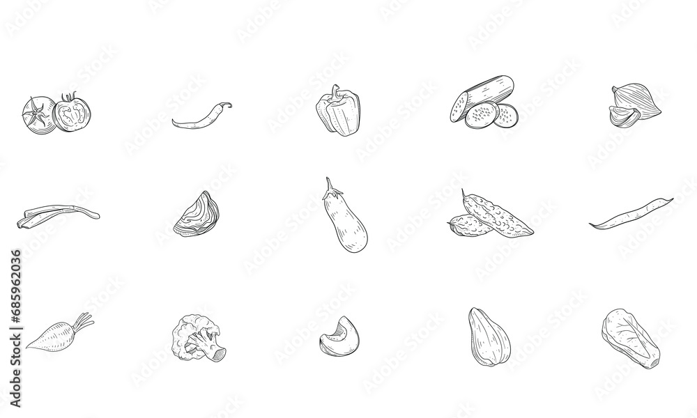 vegetables handdrawn collection