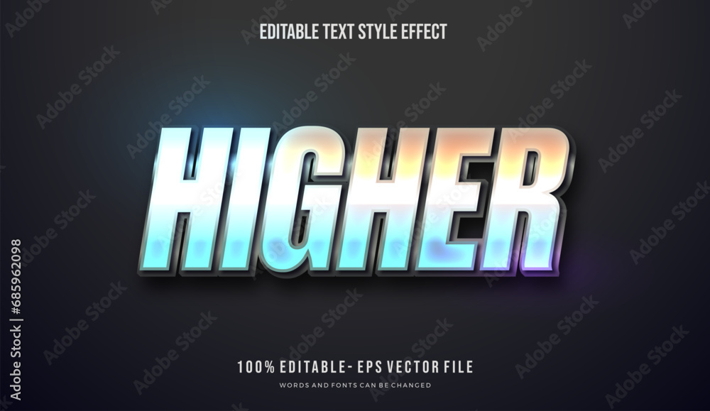 Modern editable text effect vibrant chrome modern color shiny. Text style effect. Editable fonts vector files