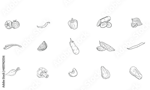 vegetables handdrawn collection