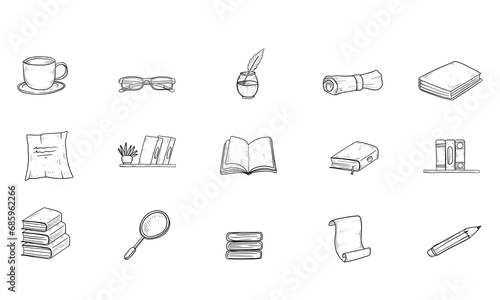 books reading handdrawn collection