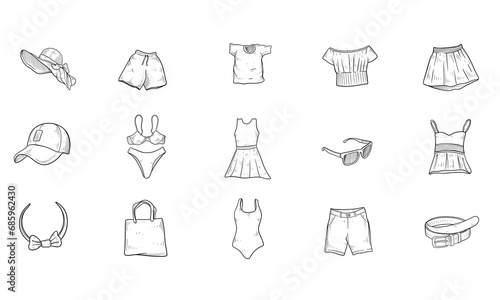 summer clothing handdrawn collection