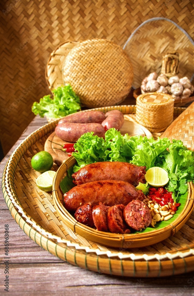 Isan Sausage, laos sausage, Isan pork sausage , pork sausage, thai called Mom Moo,thai food
