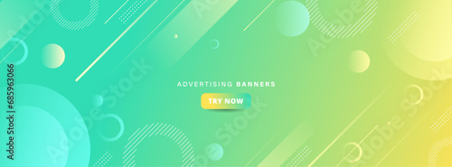 Modern banner background. Geometric memphis. Green and yellow gradation . abstract . vector illustration