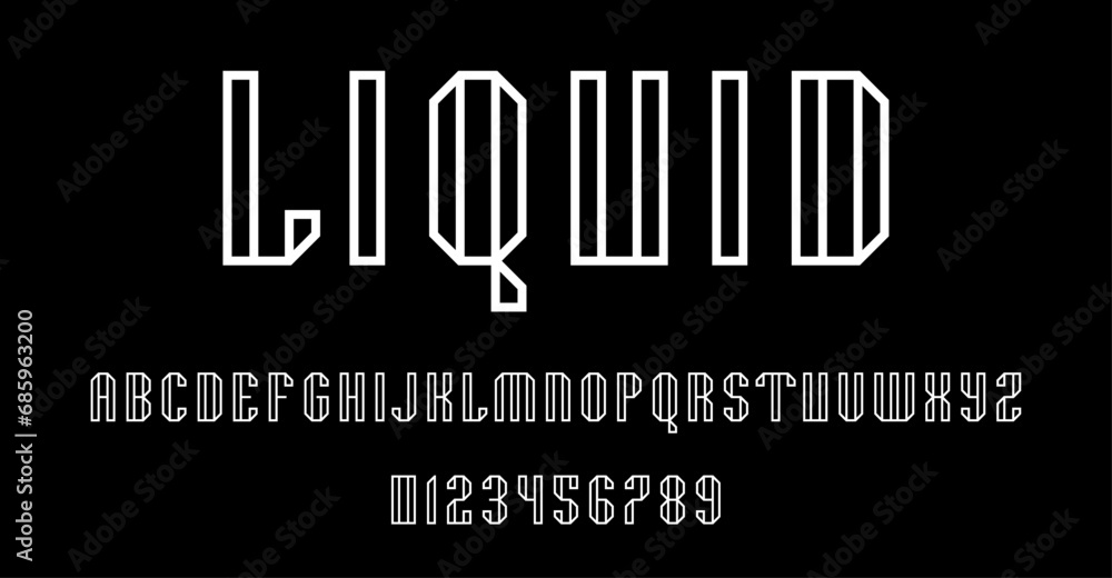 Obraz premium Set of alphabets font letters and numbers modern abstract design with outlines concept vector illustration