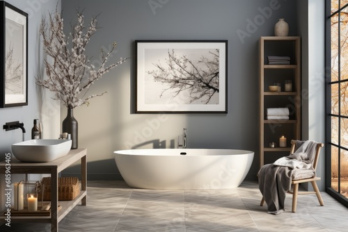 modern bathroom interior with bathtub