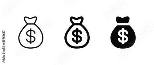 bag money icon set vector illustration for web, ui, and mobile apps