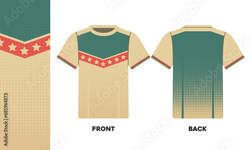 Vintage Reverie: Jersey Design Infused with Nostalgic Colors and Patterns. A Timeless Blend of Classic Style and Retro Elegance.