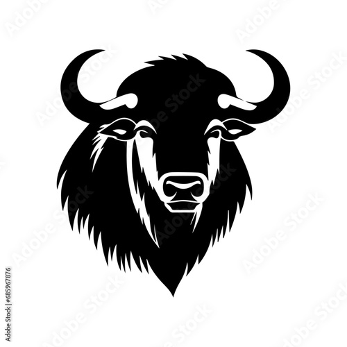 bison head isolated on white