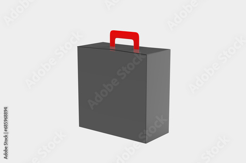 Realistic Package Hard Box with a handle Isolated On White Background. 3d Illustration