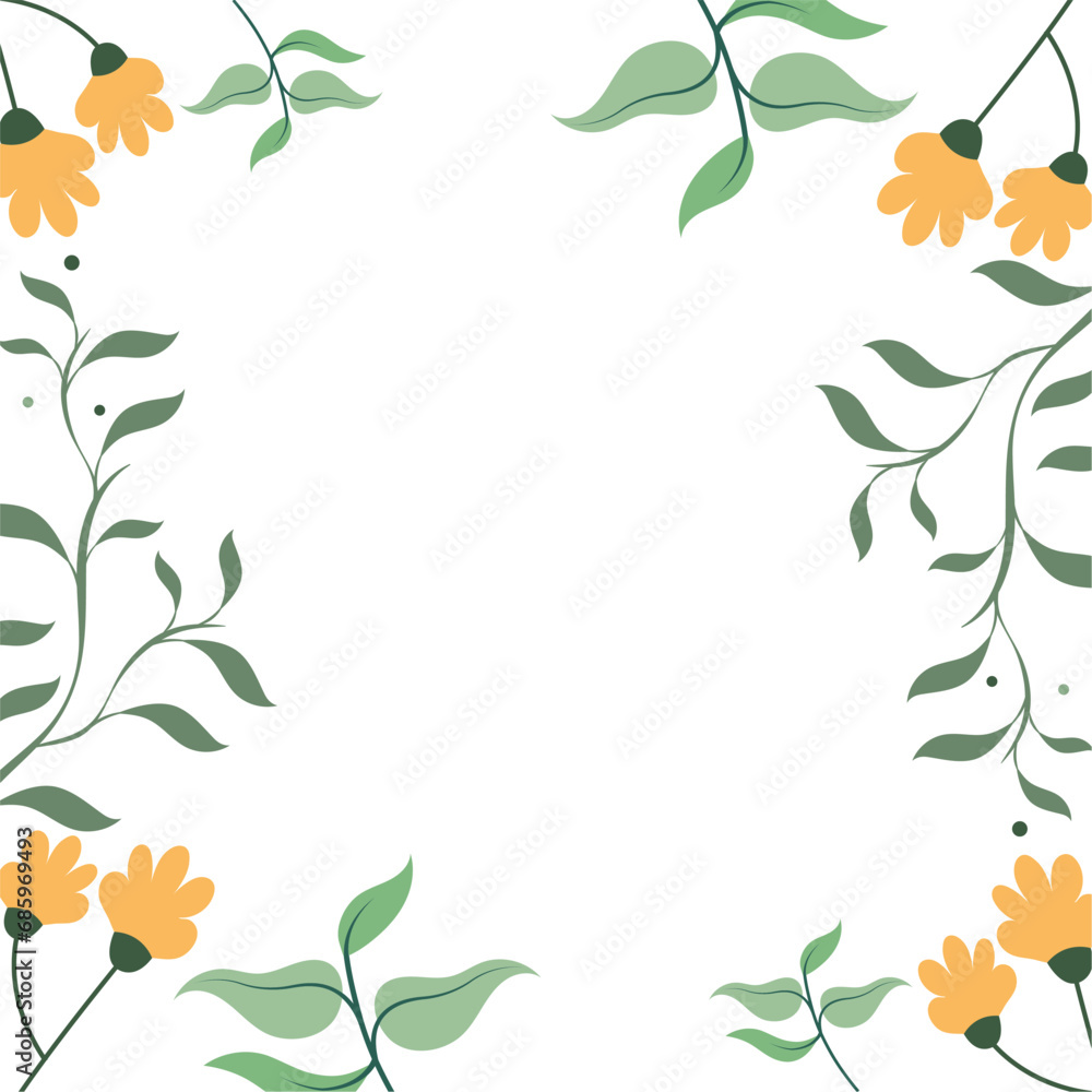 floral frame with yellow flowers