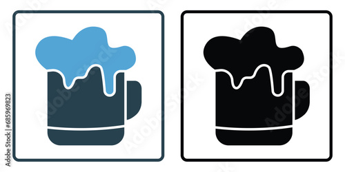 beer mug icon. icon related to party a beer or Oktoberfest-themed party. solid icon style, duo tone. simple vector design editable