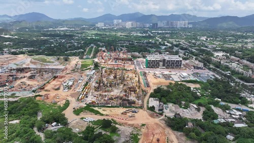 Kwu Tung North Sheung Shui Fanling New Territories Areas near Shenzhen and Lo Wu Hong Kong, Northern Metropolis Development in Lok Ma Chau, Man Kam To and San Tin, A land for future housing, Aerial dr photo