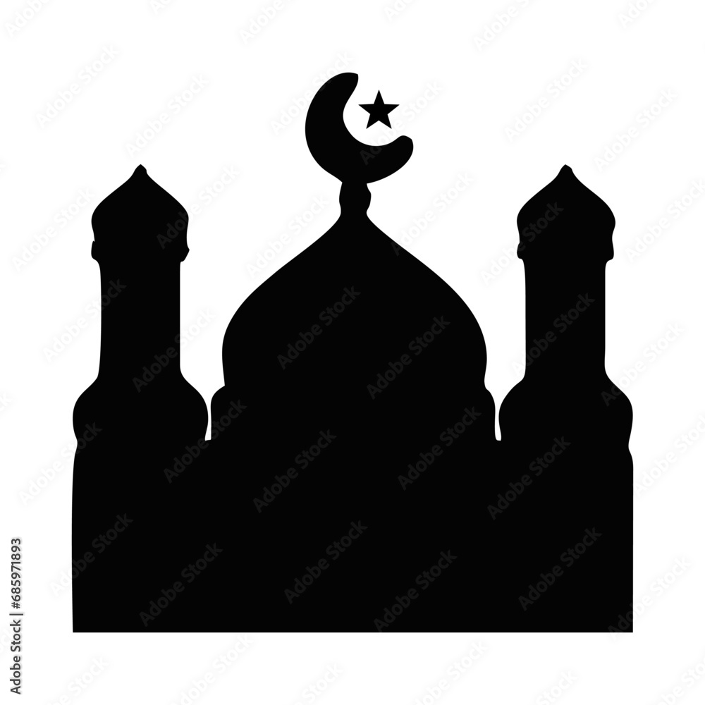 black silhouette of the mosque building black silhouette of the mosque building