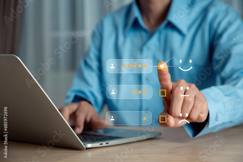 customer services best excellent business rating experience. Satisfaction survey concept , customers online concept.