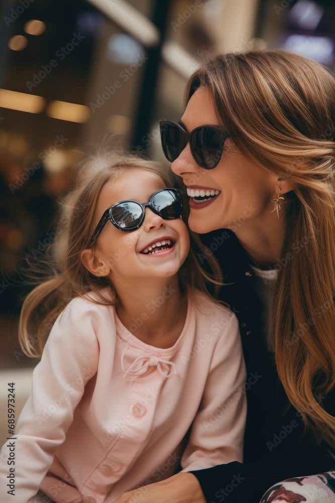 Mom with her daughter go shopping