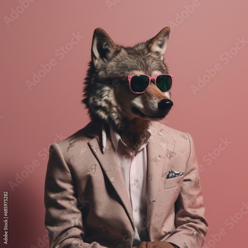 head of wolf wear sunglasses © Yanisa