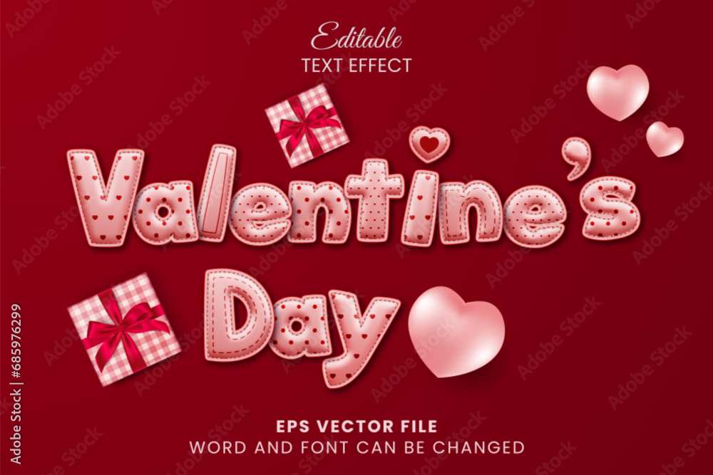 Naklejka premium Valentine's day pink editable vector text effect