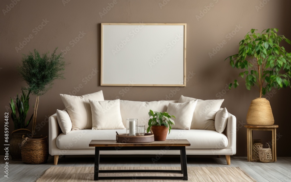 Naklejka premium Domestic and cozy interior of living room