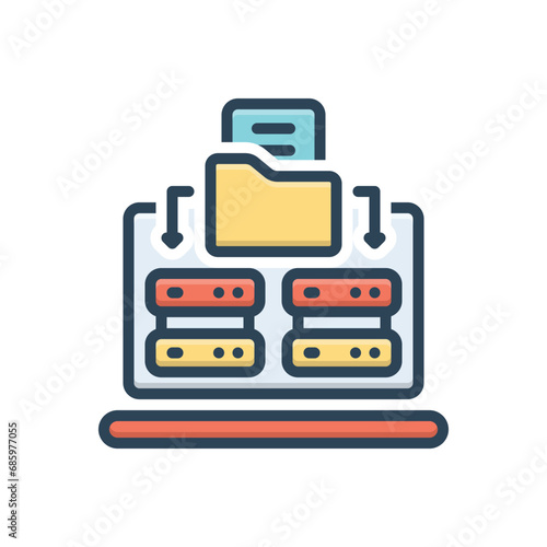 Color illustration icon for data- extracting 