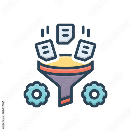 Color illustration icon for data filter 